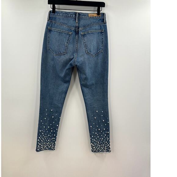 GRLFRND KAROLINA FAUX PEARL & CRYSTAL EMBELLISHED High Waist SKINNY JEANS 26 - Picture 8 of 10